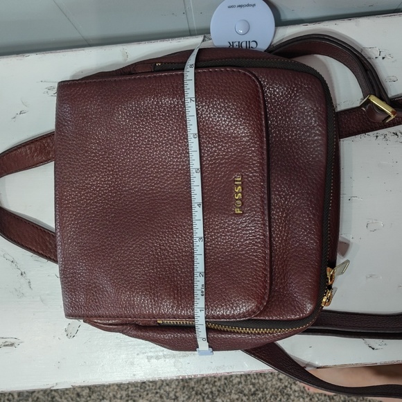 Fossil Preston Mini Backpack Brown Pebbled Leather Gold Hardware - Picture 13 of 14